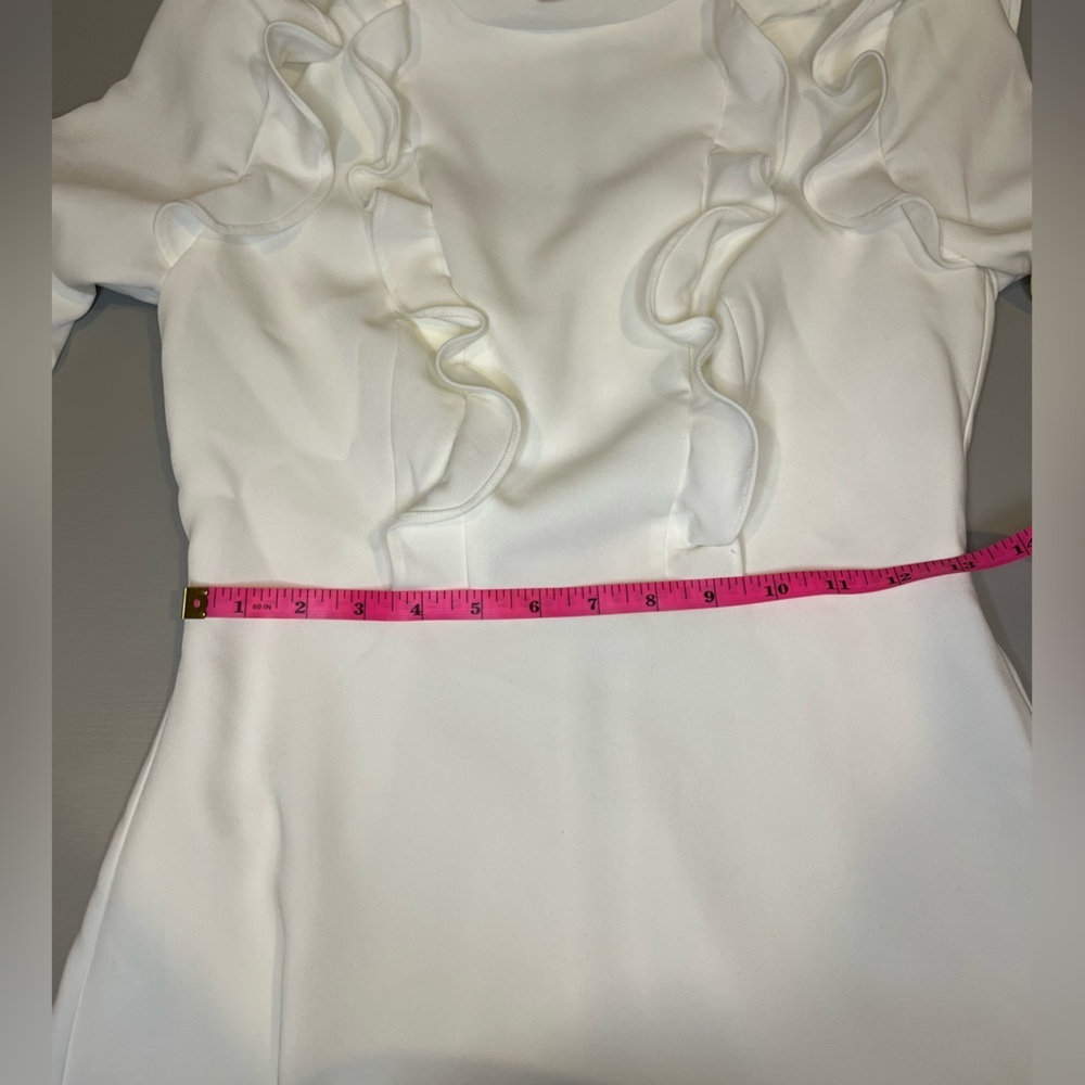 NWT Ted Baker White Long-Sleeve Ruffle A-Line Mini Dress- size 4 - Picture 8 of 9